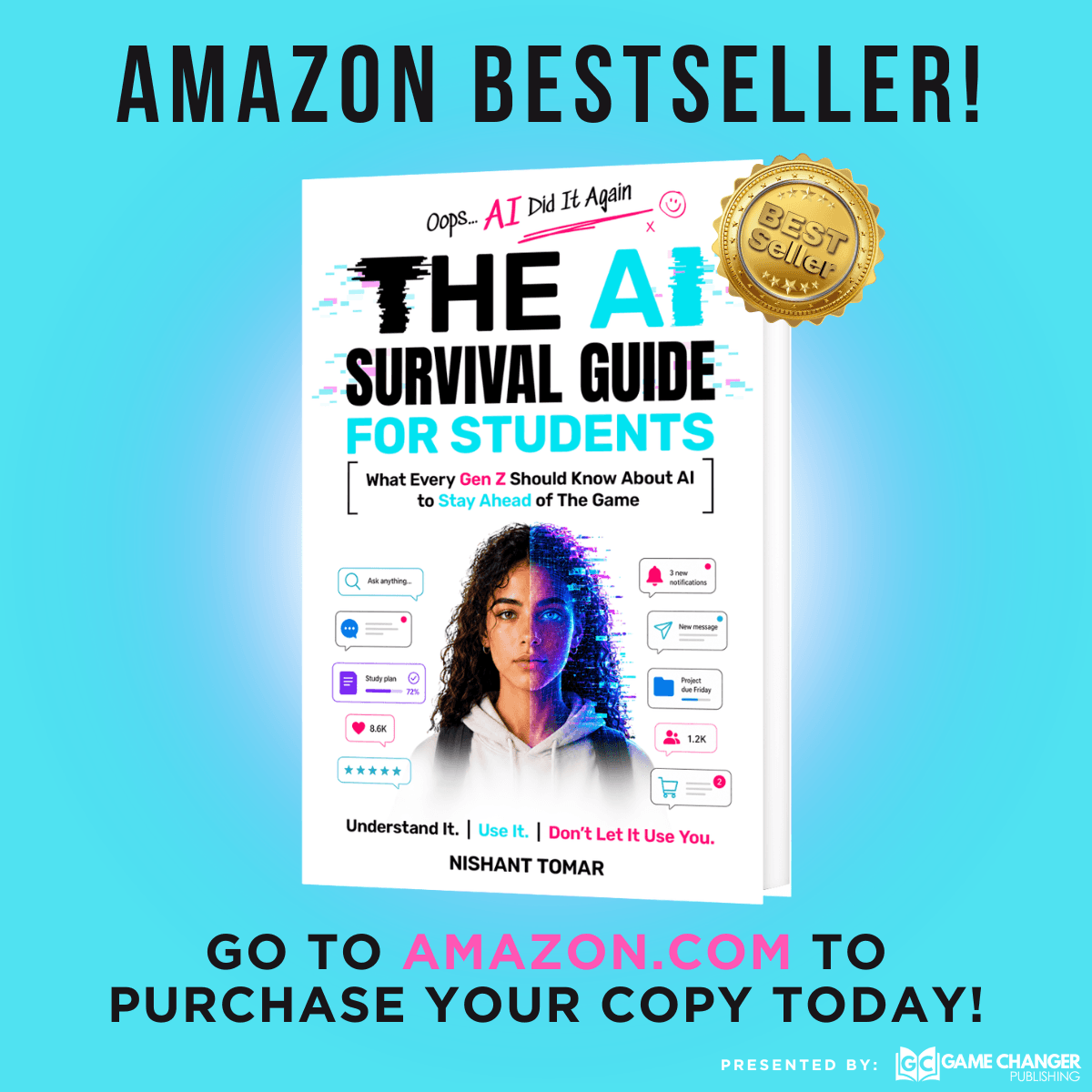 Amazon Bestseller announcement for The AI Survival Guide for Students